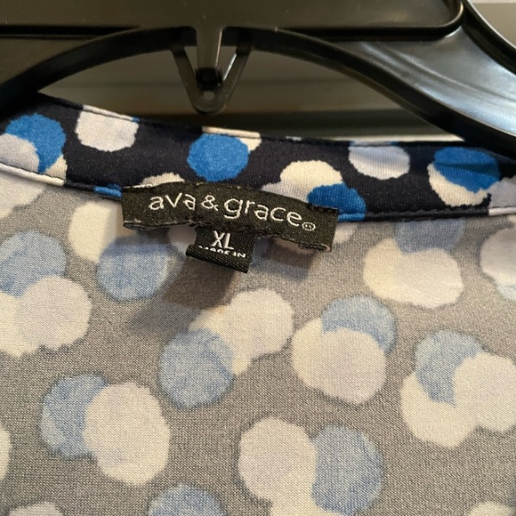 Ava & Grace Blue and White Polka Dot Blouse - Picture 3 of 5